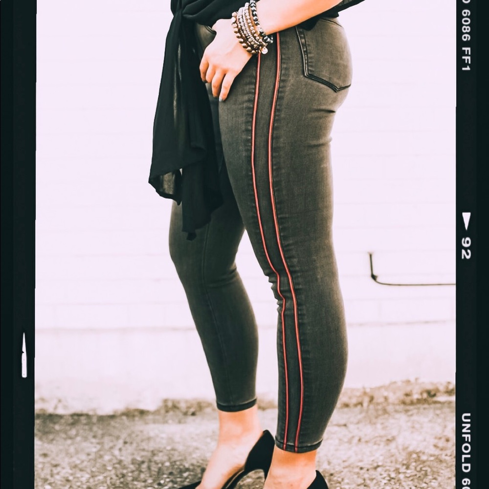 Red Piped Jeans
